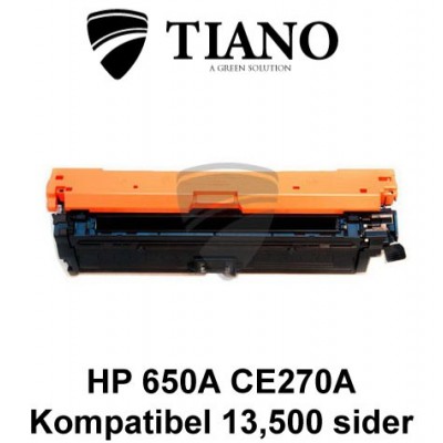 HP 650A CE270A sort printerpatron  (kompatibel)