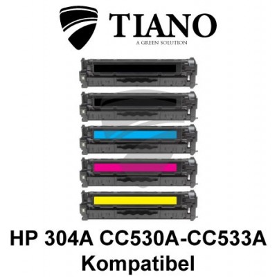 HP 304A CC530A - CC533A Megapakke 2xBK+C+M+Y 5stk (KOMPATIBEL)