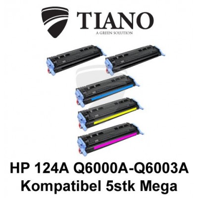 HP 124A Q6000A - Q6003A Megapakke 2xBK+C+M+Y 5 stk (KOMPATIBEL)
