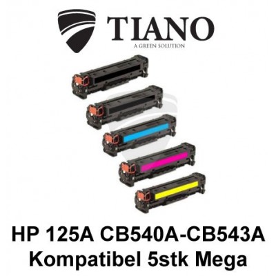 HP 125A CB540A - CB543A Megapakke 2xBK+C+M+Y 5stk (KOMPATIBEL)