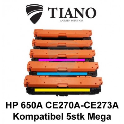 HP 650A CE270A - CE273A Megapakke 2xBK+C+M+Y 5 stk (KOMPATIBEL)