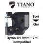 Dymo D1 standardtape 40910 9mm*7m Sort på Klar label kompatibel