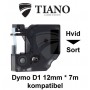 Dymo D1 standardtape 45021 12mm*7m Hvid på Sort label kompatibel