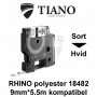 Dymo RHINO Permanent polyester 18482 Sort på Hvid etiket kompatibel