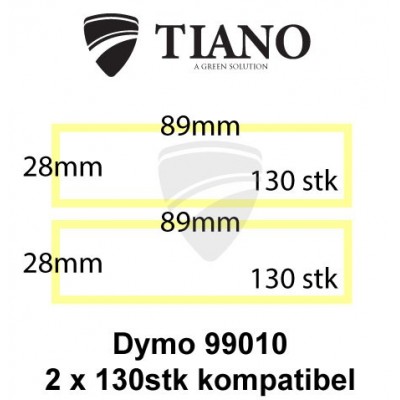 Dymo Adresseetiketter 99010 89x28mm 2x130 stk kompatibel Etiketter