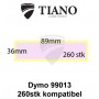 Dymo Adresseetiketter 99013 Transparent 89x36mm 260 stk kompatibel Etiketter
