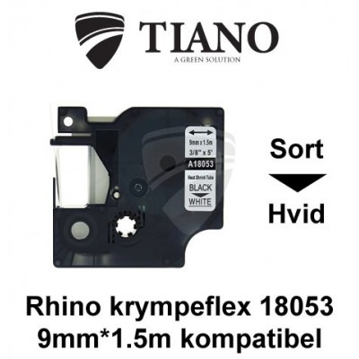 Dymo RHINO krympeflex 18053 Sort på Hvid etiket kompatibel