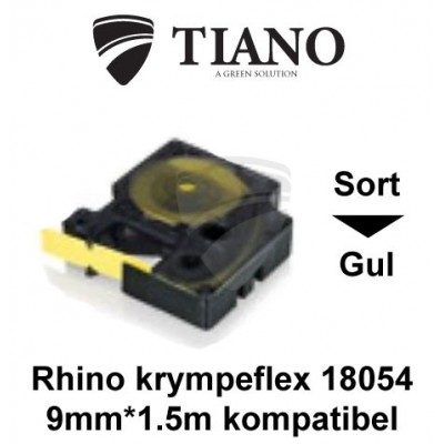 Dymo RHINO krympeflex 18054 Sort på Gul etiket kompatibel