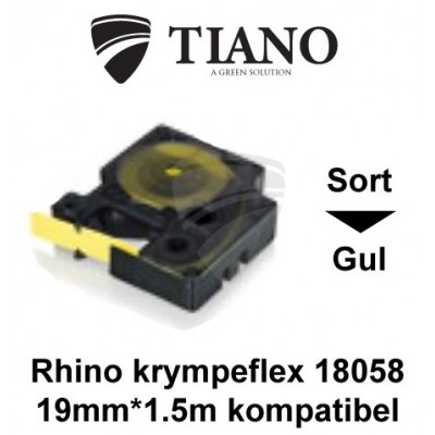 Dymo RHINO krympeflex 18058 Sort på Gul etiket kompatibel