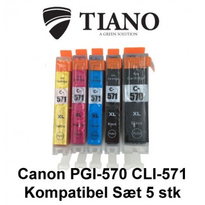 Canon 570XL-571XL multipakke med 5 stk kompatibel blæk