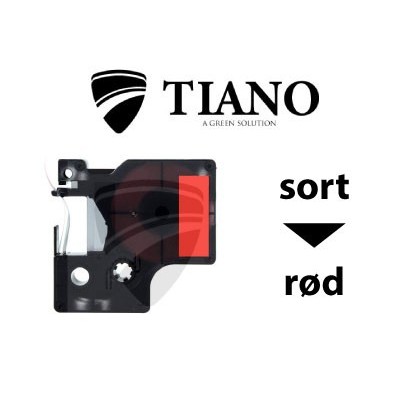 Dymo D1 standardtape 40917 9mm*7m Sort på Rød label kompatibel