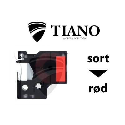 Dymo D1 standardtape 45017 12mm*7m Sort på Rød label kompatibel